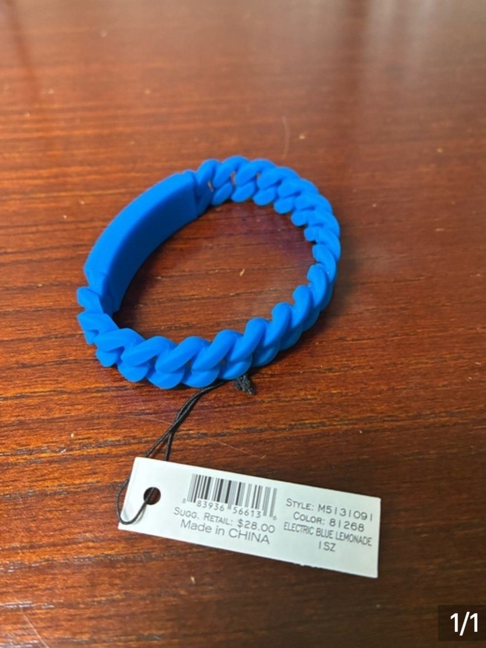 Marc Jacobs Electric Blue Silicone Chain-Link Bracelet